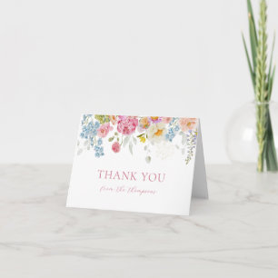 Carte De Remerciements Fête de bébé garçon aux fleurs sauvages aquarelle