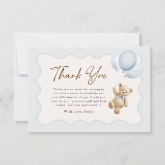 Carte De Remerciements Fête de bébé garçon Ourson que nous pouvons à pein