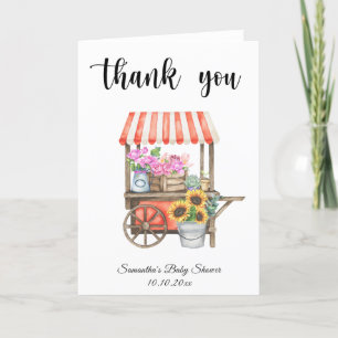 Carte De Remerciements Fête de Bébé Marché de Fleurs Cultivées Localement