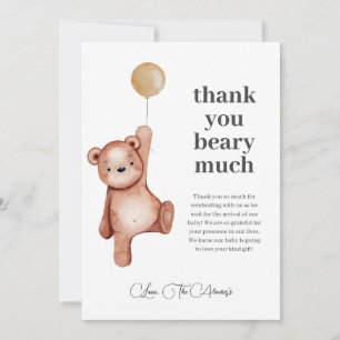 Carte De Remerciements Fête de bébé neutre ours en peluche
