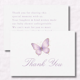 Carte De Remerciements Fête de Bébé Papillon Violet Minuscule en Route