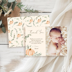 Carte De Remerciements Fête de Bébé Petite Citrouille Photo