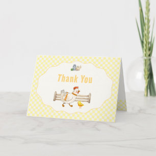 Carte De Remerciements Fête de bébé Poussin Frais de la Ferme à Carreaux