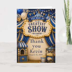 Carte De Remerciements Fête de cirque bleu