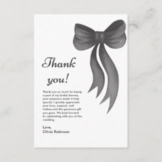 Carte De Remerciements Fête de Fiançailles Black Bow Elle Noue le Nœud 