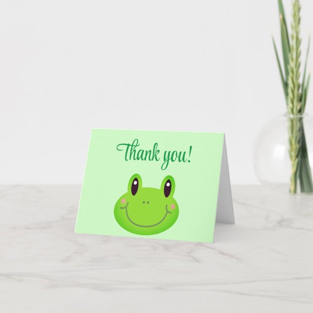 Carte De Remerciements Fête de frogue des enfants d'anniversaire de la gr (Devant)