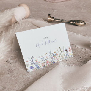 Carte De Remerciements Fête de la mariée Fleur sauvage Multicolore d'été