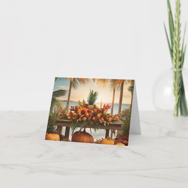 Carte De Remerciements Fête de l'Action de grâce dans un cadre tropical (Devant)