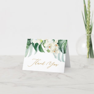 Carte De Remerciements Fête de l'mariée Verte Et Blanche Des Feuilles Tro