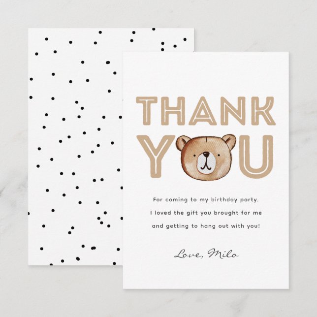 Carte de remerciements | Fête de l'ours (Devant / Derrière)
