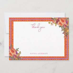 Carte De Remerciements Fête de mariage à l'aquarelle florale Fuchsia