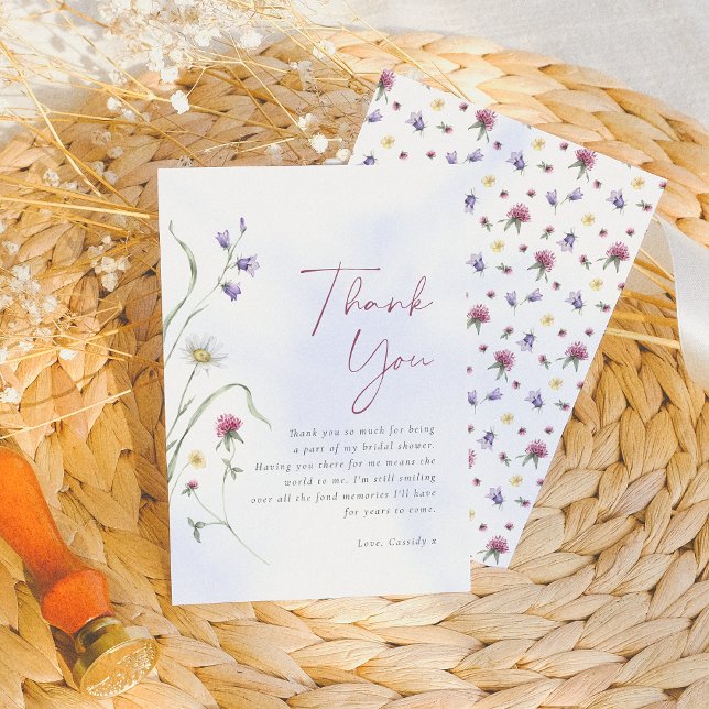Carte De Remerciements Fête de mariage aquarelle Fleurs sauvages Amour en (Créateur téléchargé)