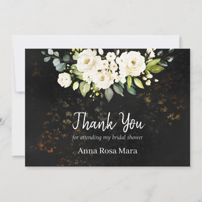 Carte De Remerciements *~* Fête de mariage aquarelle rose blanche rustiqu (Devant)