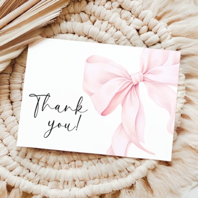 Carte De Remerciements Fête de mariage avec un nœud rose (Créateur téléchargé)