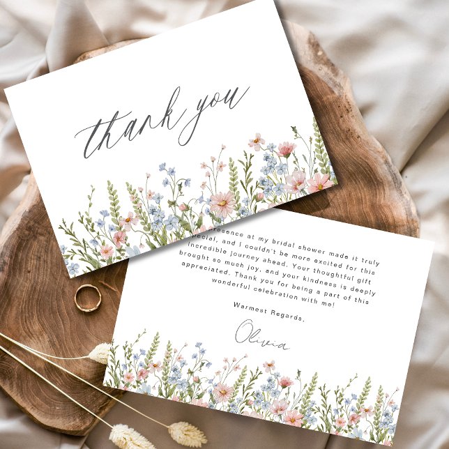 Carte De Remerciements Fête de mariage champêtre aux fleurs multicolores (Créateur téléchargé)