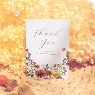 Carte De Remerciements Fête de mariage champêtre bohème aux fleurs élégan