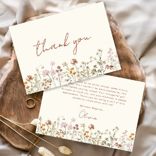 Carte De Remerciements Fête de mariage champêtre fantaisiste beige