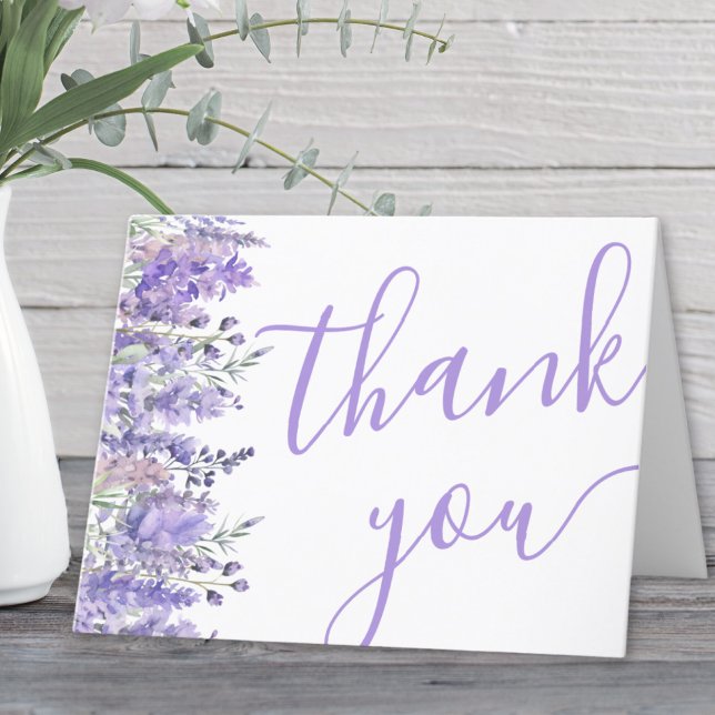 Carte De Remerciements Fête de mariage élégante aquarelle florale lavande (Elegant Watercolor Lavender Floral Bridal Shower Thank You Card)