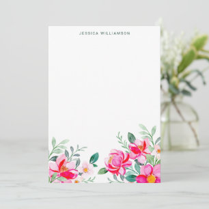 Carte De Remerciements Fête de Mariage Fleurie Aquarelle Rose Clair Sur M