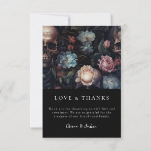 Carte De Remerciements Fête de mariage floral gothique sombre et maussade