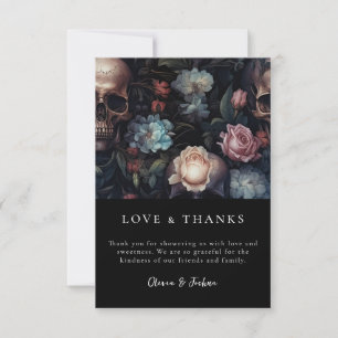 Carte De Remerciements Fête de mariage floral gothique sombre et maussade