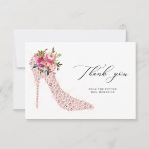 Carte De Remerciements Fête de mariage Floral Rose et Talons Hauts écritu