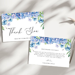 Carte De Remerciements Fête de Mariage Florale aux Hortensias Bleus Moder
