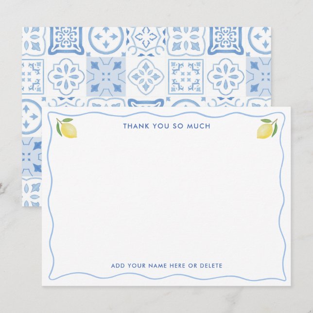 Carte De Remerciements Fête de mariage méditerranéenne avec des citrons g (Devant / Derrière)