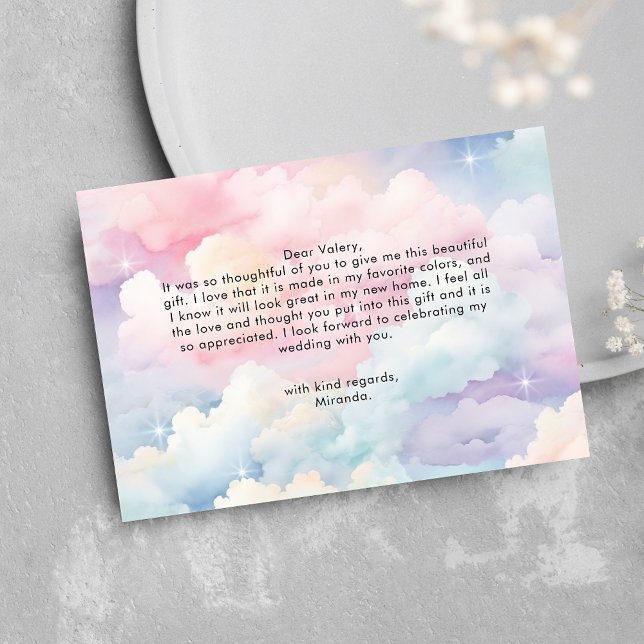 Carte De Remerciements Fête de mariage nuage neuf pastel rêveuse (Créateur téléchargé)