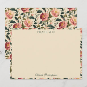 Carte De Remerciements Fête de mariage personnalisée Rose rustique beige 