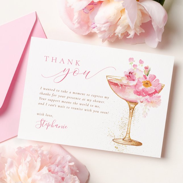 Carte De Remerciements Fête de mariage Petals Prosecco (Créateur téléchargé)
