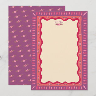 Carte De Remerciements Fête de Mariage Retro Boho Fun FAITE MAIN sur mesu