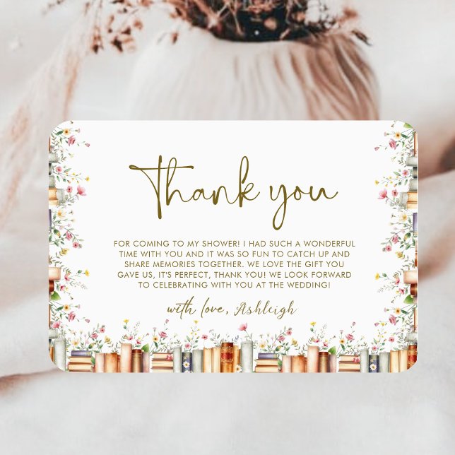 Carte De Remerciements Fête de mariage Rustique Floral Nouveau Chapitre L (Créateur téléchargé)