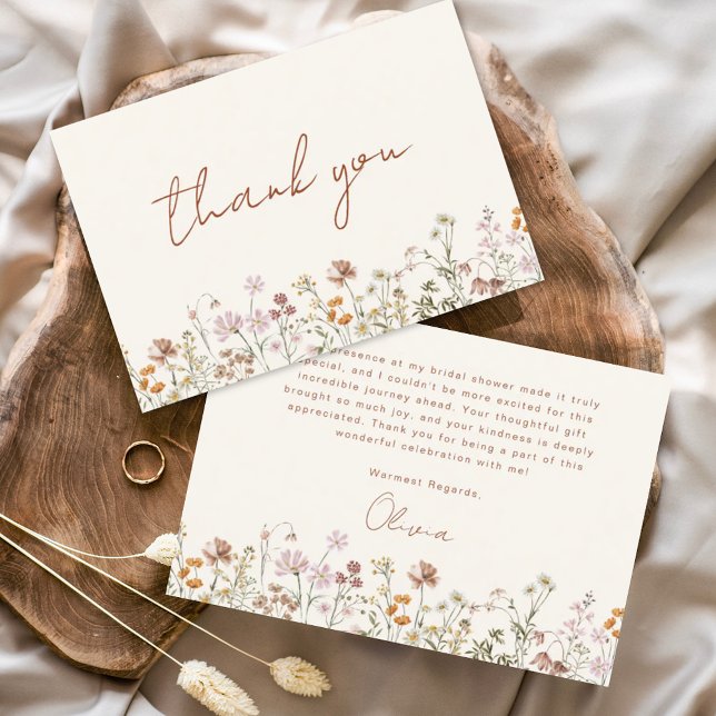 Carte De Remerciements Fête de mariage Terracotta à motif de fleurs sauva (Créateur téléchargé)