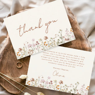 Carte De Remerciements Fête de mariage Terracotta Fleur Sauvage