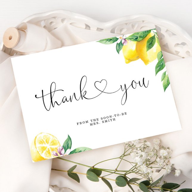 Carte De Remerciements Fête de mariage thème aquarelle citron  (Créateur téléchargé)