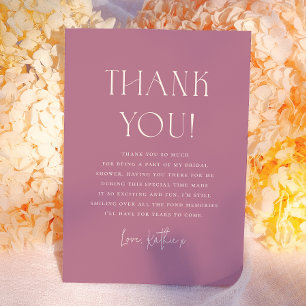 Carte De Remerciements Fête de mariage violet calligraphie florale en gra