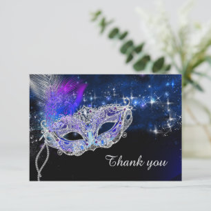 Carte De Remerciements Fête de Masque d'Anniversaire Personnalisée