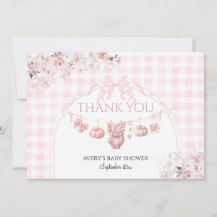 Carte De Remerciements Fête de Naissance Fille Citrouille Rose Ruban Flor