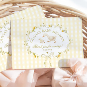 Carte De Remerciements Fête de Naissance Fleur de Gingoie Gingham Oie Idi