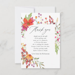 Carte De Remerciements Fête de naissance Fleur sauvage Aquarelle