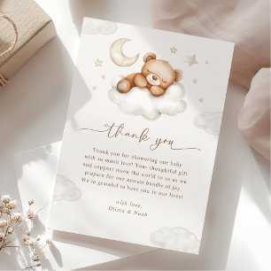 Carte De Remerciements Fête de Naissance Ourson Neutre On Cloud Nine