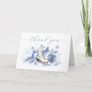 Carte De Remerciements Fête de naissance patin à glace flocon de neige aq