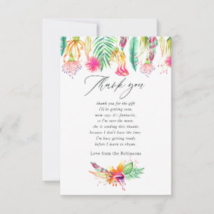 Carte De Remerciements Fête de naissance tropicale d'été à l'aquarelle