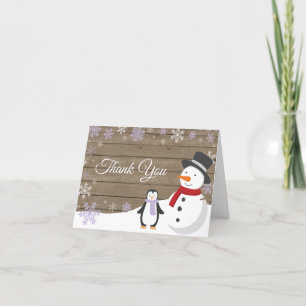 Carte De Remerciements Fête de Noël d'hiver rustique Flocon de neige viol