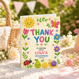 Carte De Remerciements Fête de pique-nique floral pour le 2e anniversaire
