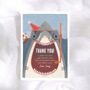 Carte De Remerciements Fête de Piscine Requin Anniversaire Garçon Été