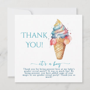 Carte De Remerciements Fête de Révélation du Sexe de Glace C'est un Garço