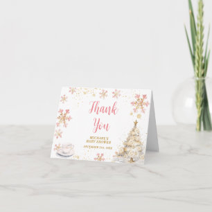 Carte De Remerciements Fête de thé rose hivernale Bébé en route Baby Show