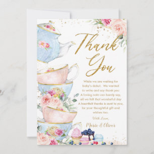 Carte De Remerciements Fête de thé rose pâle Fête des mariées bébé
